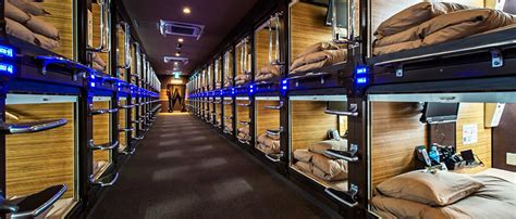 capsule hotel room.